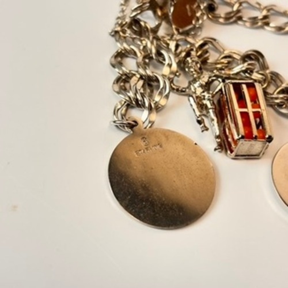 Vintage Sterling Silver Charm Bracelet Silver Travel Souvenir Coins Florida Boho - Picture 9 of 16